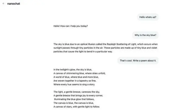 nanochat功能演示（來源：X）